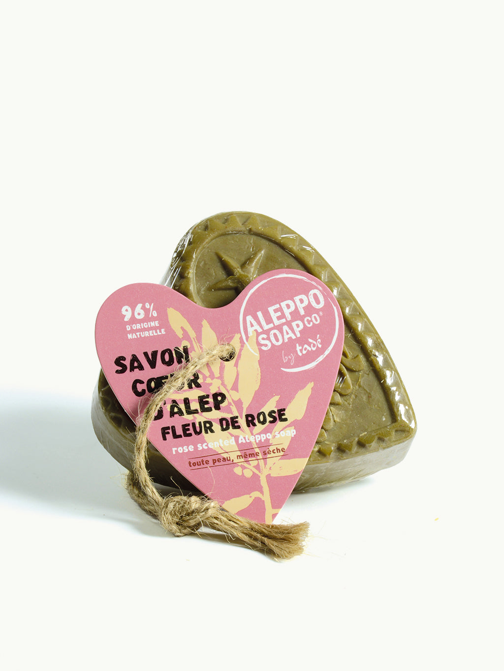 Aleppo Soap Co Savon d'Alep hart fleur de rose met touw 150 Gram